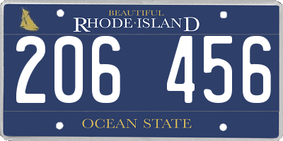 RI license plate 206456