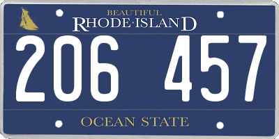 RI license plate 206457