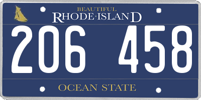 RI license plate 206458