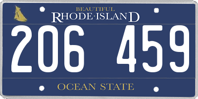 RI license plate 206459