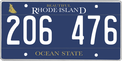 RI license plate 206476