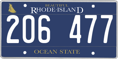 RI license plate 206477