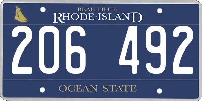 RI license plate 206492
