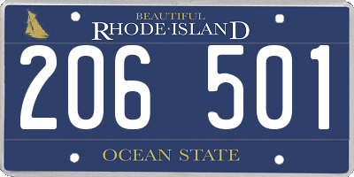 RI license plate 206501