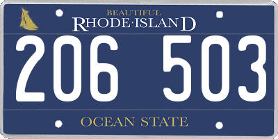 RI license plate 206503