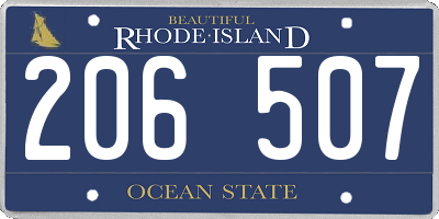 RI license plate 206507