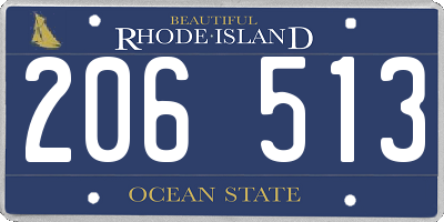 RI license plate 206513