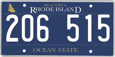 RI license plate 206515
