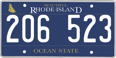RI license plate 206523