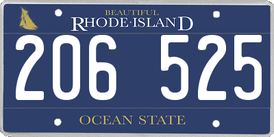 RI license plate 206525