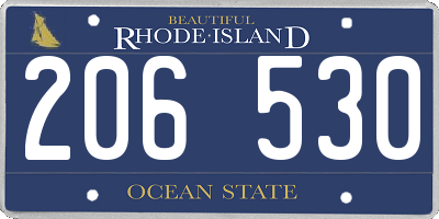 RI license plate 206530