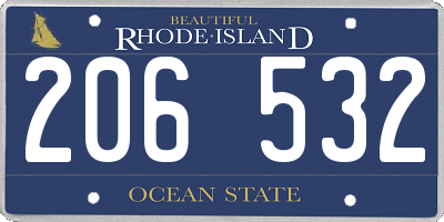 RI license plate 206532