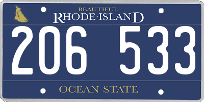 RI license plate 206533