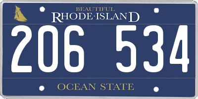 RI license plate 206534