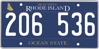 RI license plate 206536