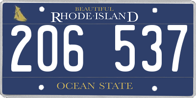 RI license plate 206537