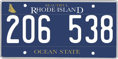 RI license plate 206538