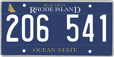 RI license plate 206541