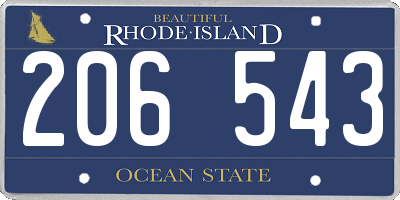 RI license plate 206543