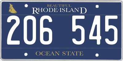 RI license plate 206545
