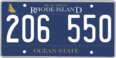 RI license plate 206550