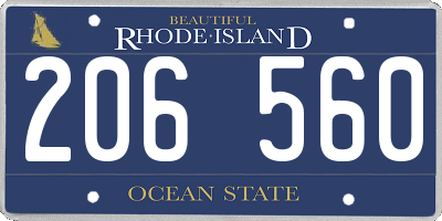 RI license plate 206560