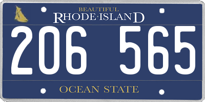 RI license plate 206565
