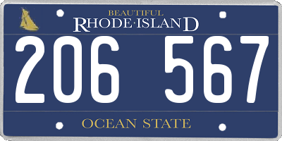 RI license plate 206567