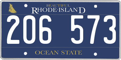 RI license plate 206573