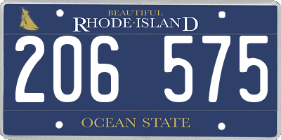 RI license plate 206575