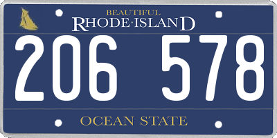 RI license plate 206578