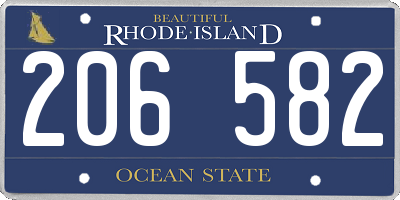 RI license plate 206582