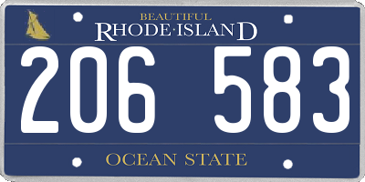 RI license plate 206583