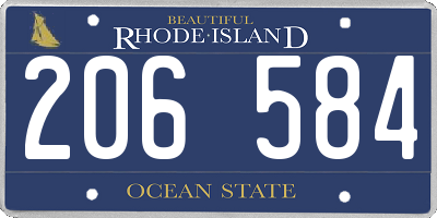 RI license plate 206584
