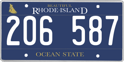 RI license plate 206587