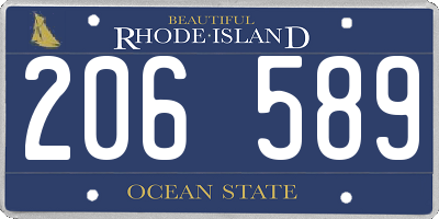 RI license plate 206589