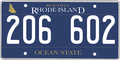RI license plate 206602