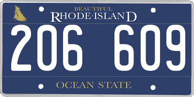 RI license plate 206609