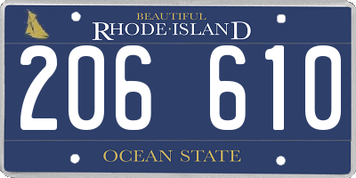 RI license plate 206610