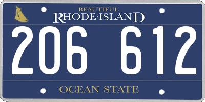 RI license plate 206612