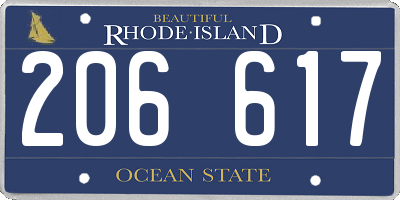 RI license plate 206617