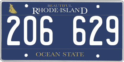 RI license plate 206629