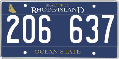 RI license plate 206637