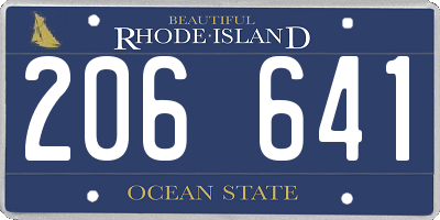 RI license plate 206641