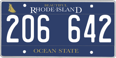 RI license plate 206642