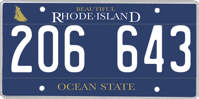 RI license plate 206643