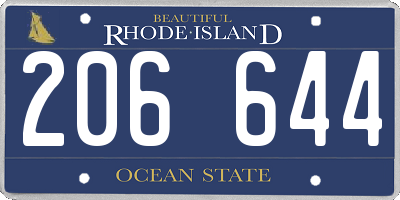 RI license plate 206644