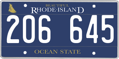 RI license plate 206645
