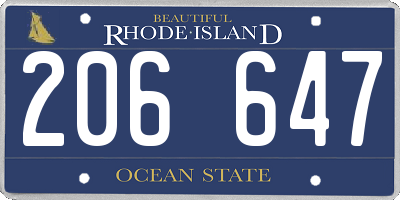 RI license plate 206647
