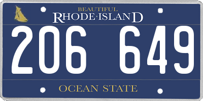 RI license plate 206649